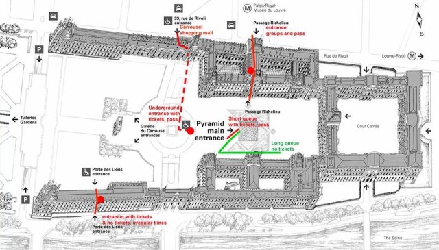 Louvre museum map entrance