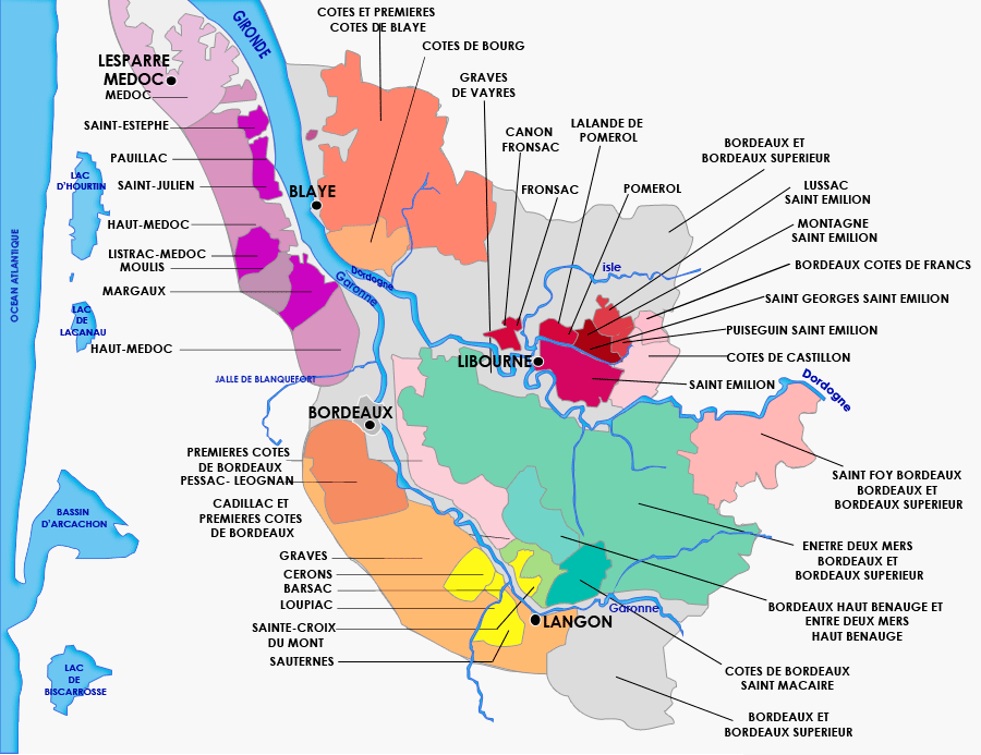 Map Bordeaux region