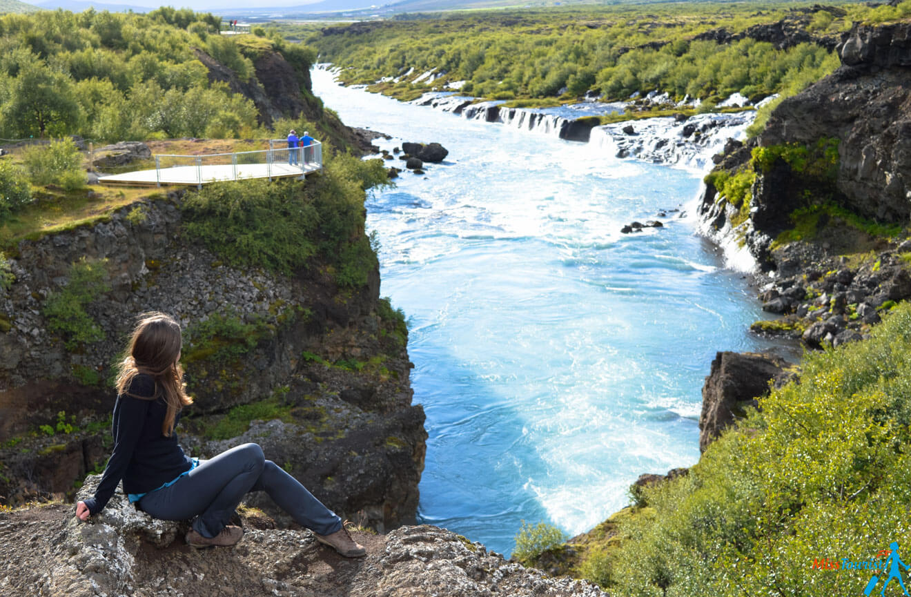 Hraunfossar Barnafoss Waterfall view