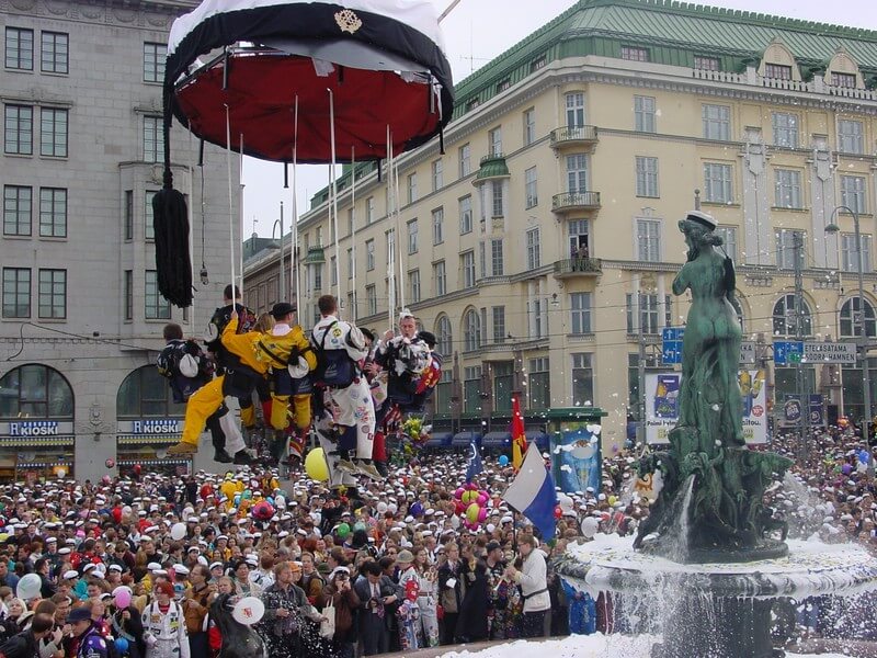 Vappu in Helsinki at the Havis Amanda statue