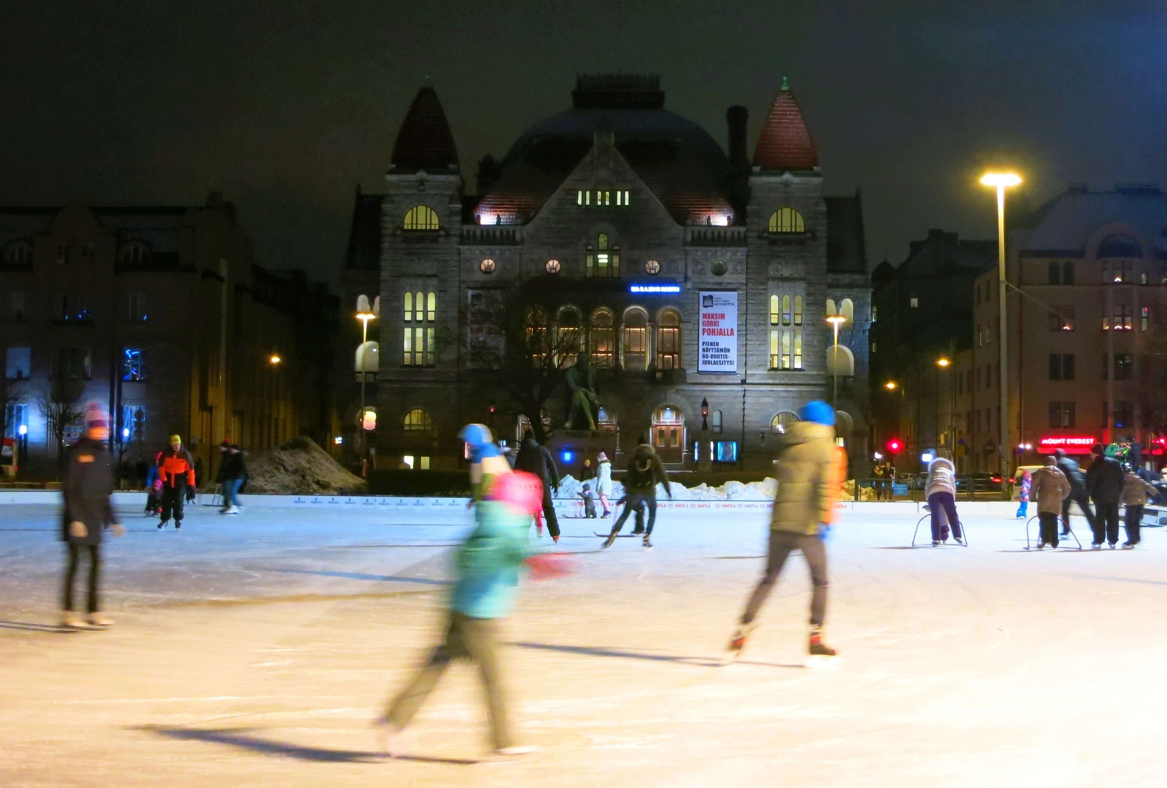 Skating at the Helsinki Railway Station Square