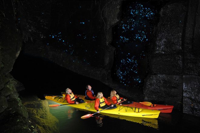 North Island in New Zealand 1 Week Road Trip Glowworm Kayaking