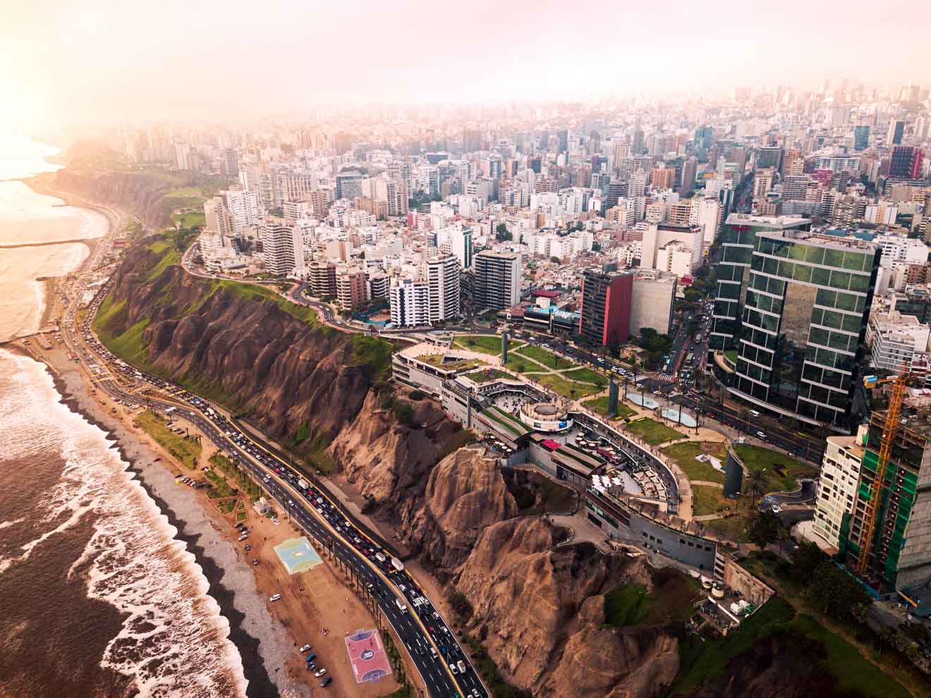 Aerial the Miraflores district in Lima, Peru