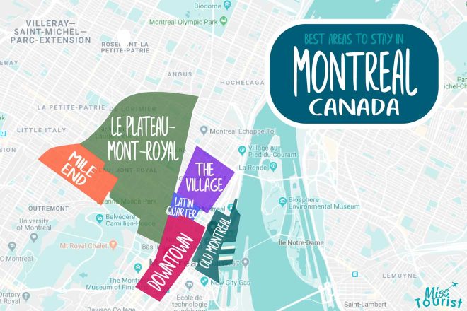 Where To Stay In Montreal 6 Best Areas Best Hotels And Prices   UPDATE MONTREALMAP 660x440 