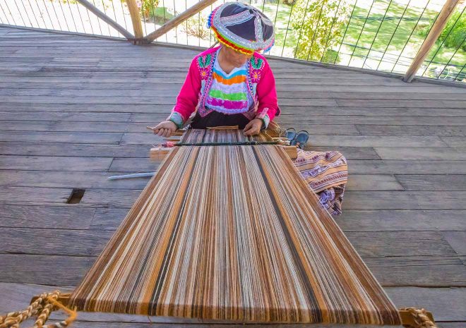 woman traditional weaving
