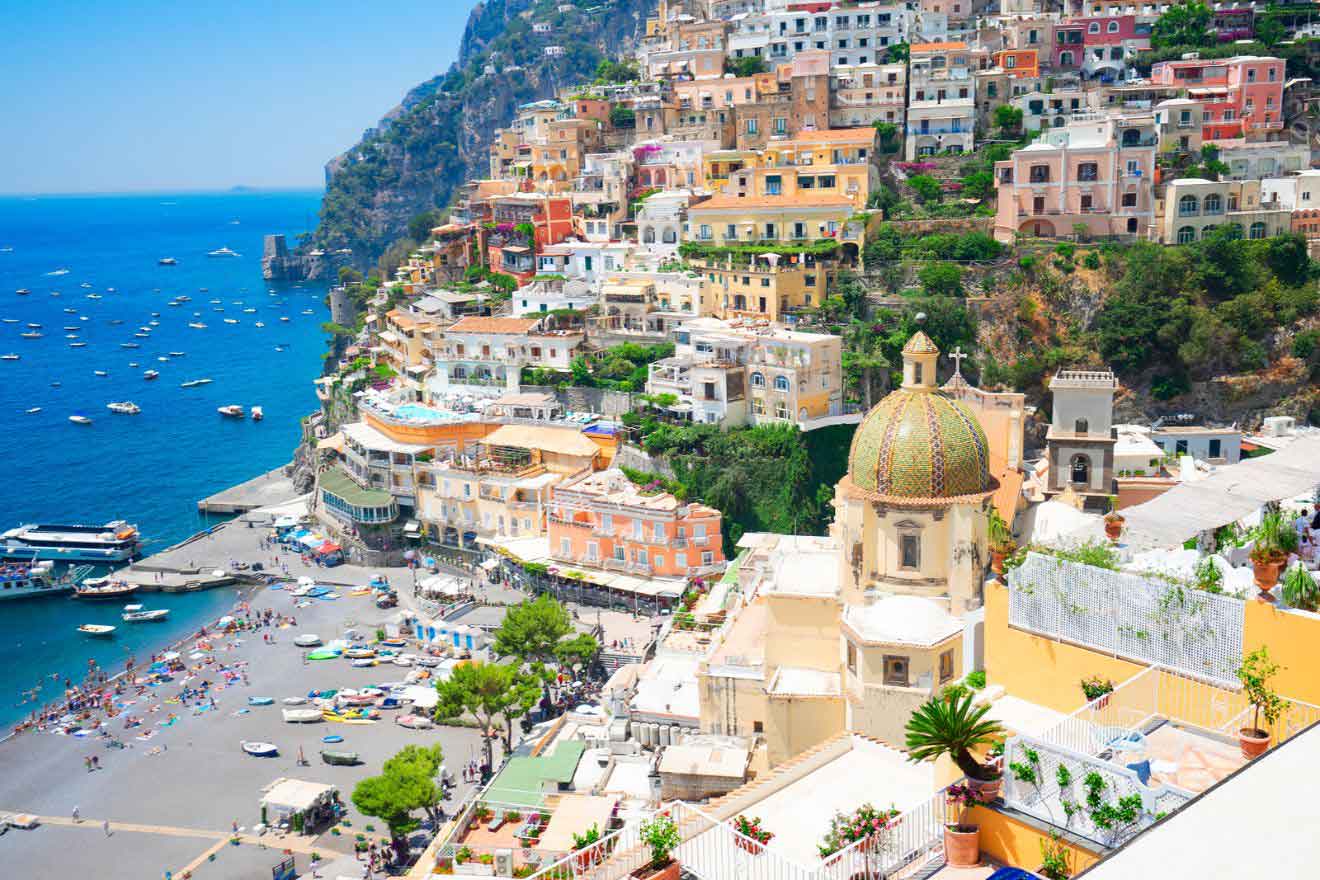 View of the city of Positano, located on the Amalfi coast in Italy