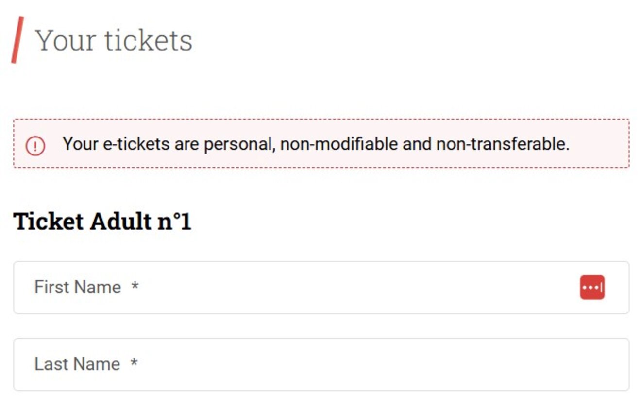 10 Eiffel Tower ticket assign non modifiable and non transferable