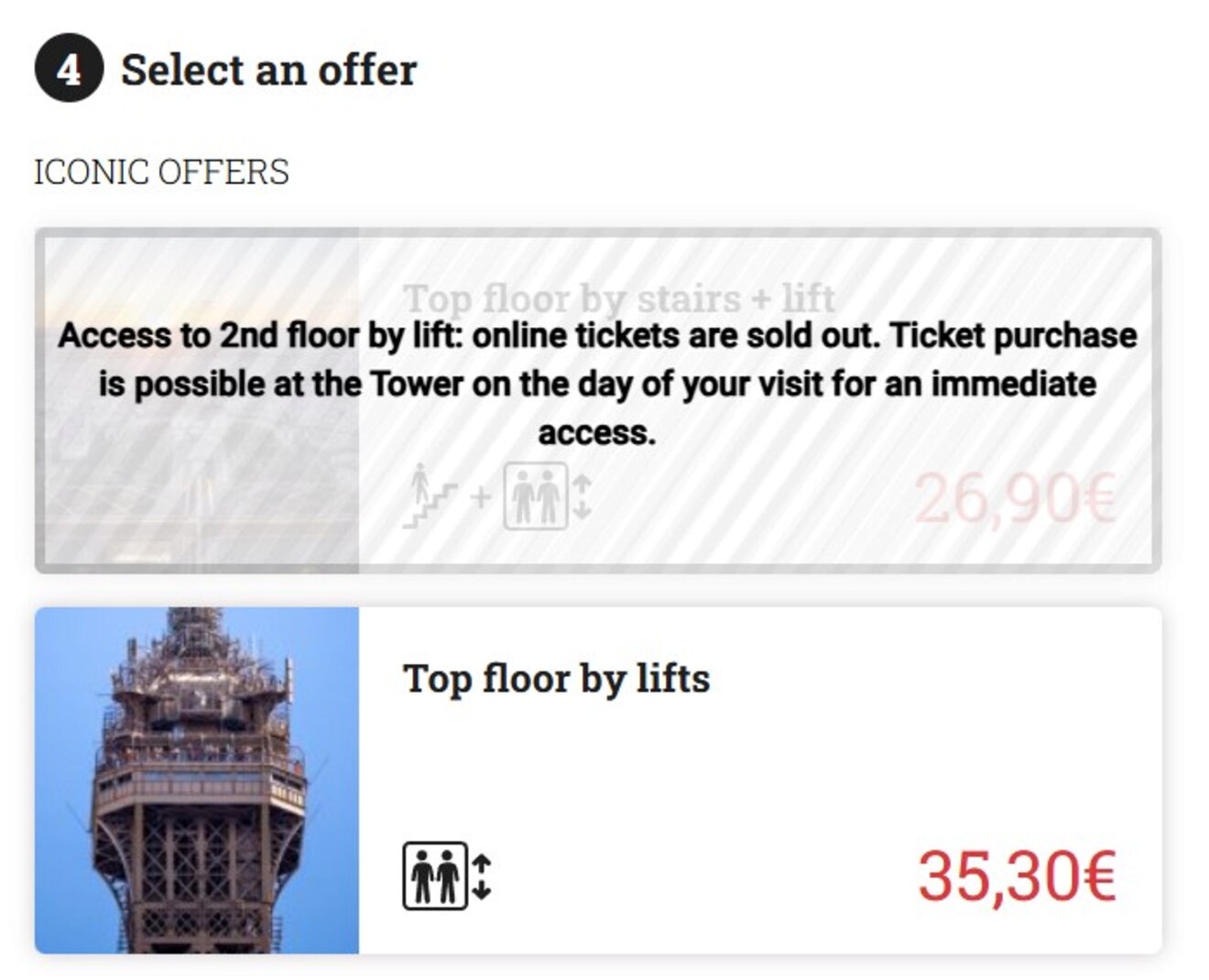 6 Eiffel Tower ticket availability