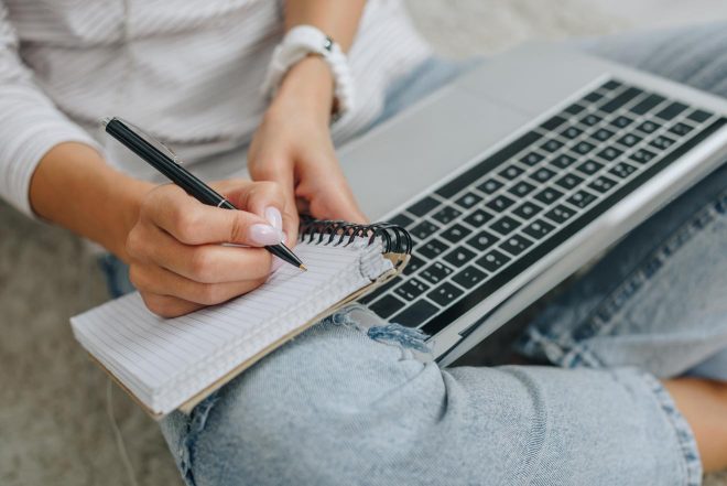 notebook with laptop