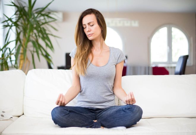 young woman meditating