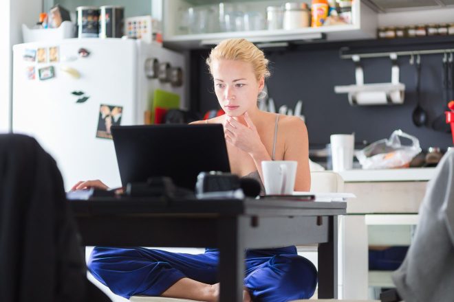 female freelancer working from home