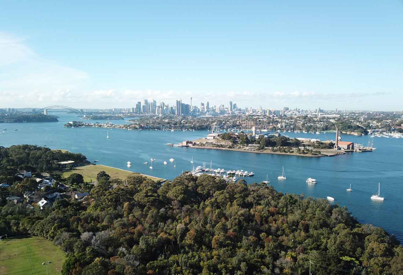 Aerial view of Cockatoo Island, Sydney Tour
