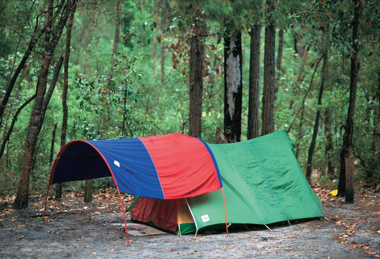 a tent at central statio fraser island