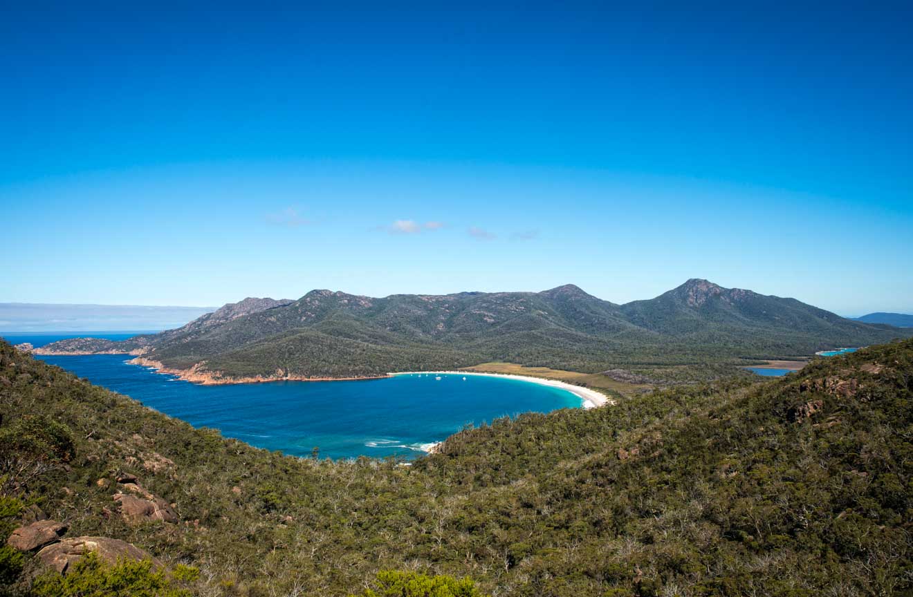 Wineglass Bay from Mt Amos on the Wineglass Bay Track freycinet national park beach