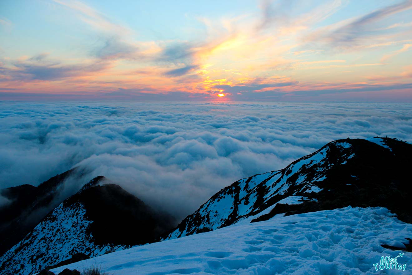 Summit sunset Mt Buller or Mt Hotham falls creek