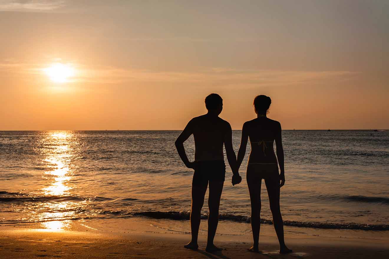 loving couple at sunset gold coast australia