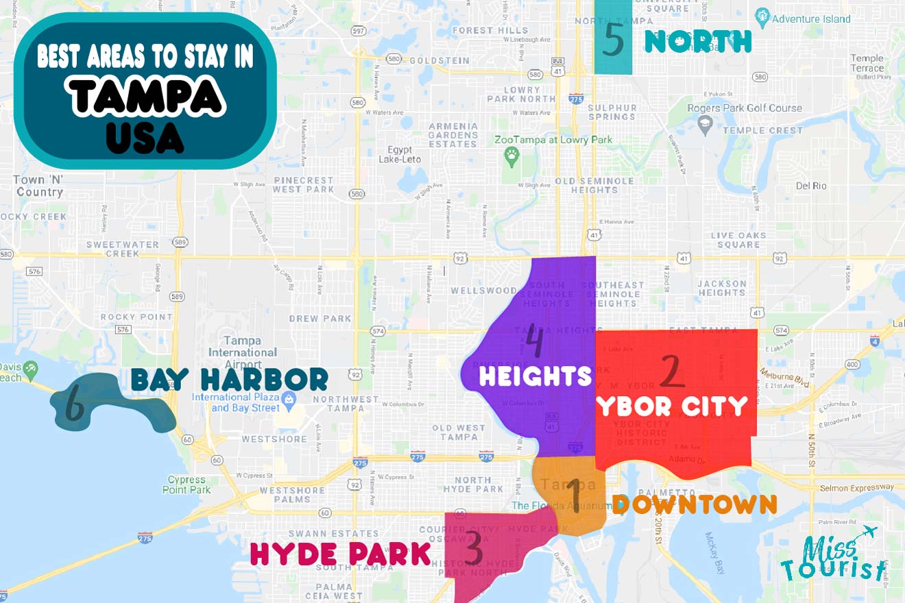 TAMPA Map of the best areas to stay