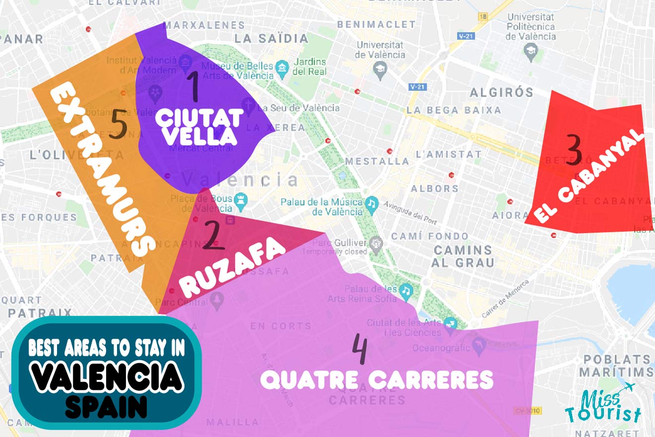 5 Best Areas Where To Stay In Valencia Spain   Map Of Best Neighborhoods Valencia 