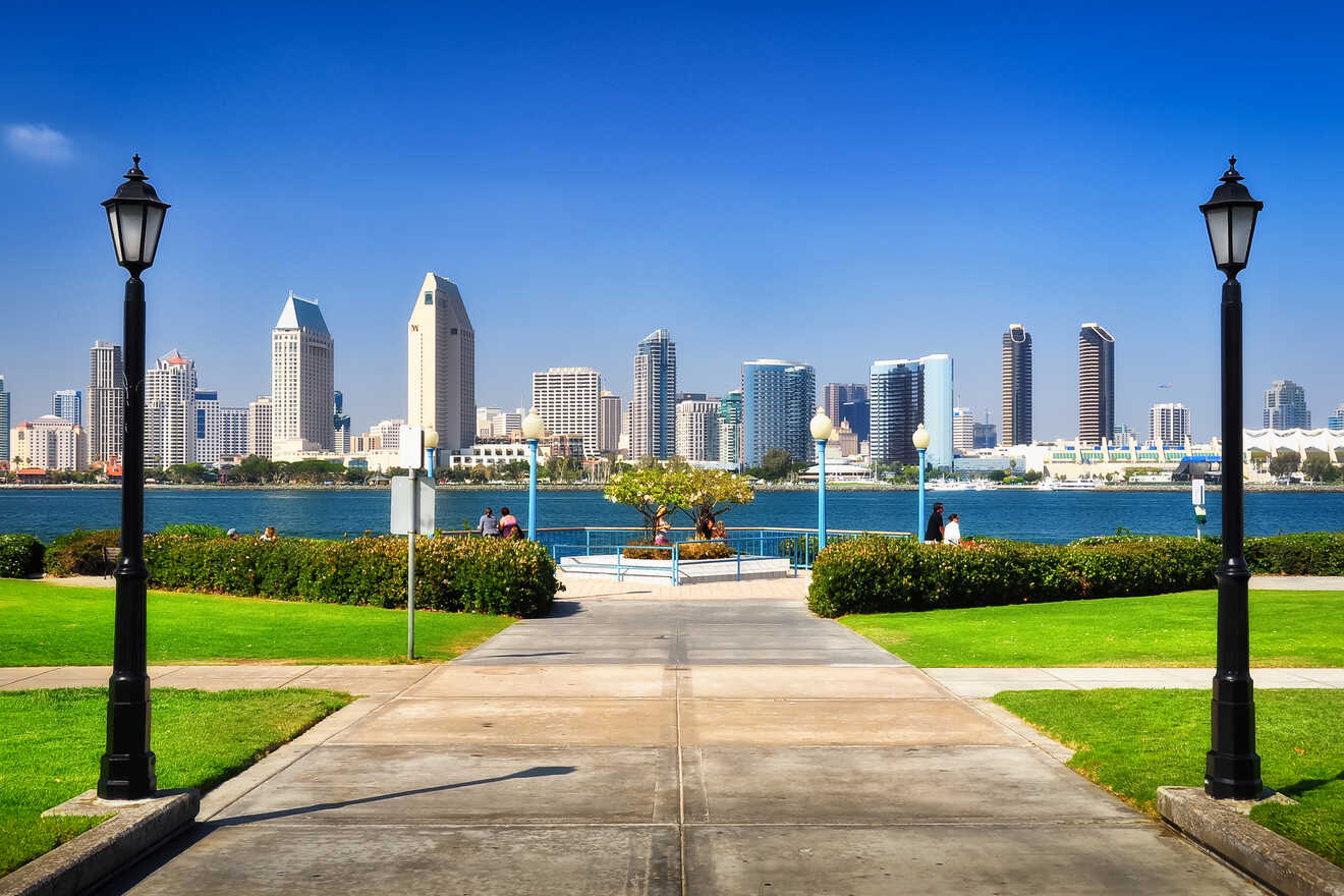 a view of a city from park embankment