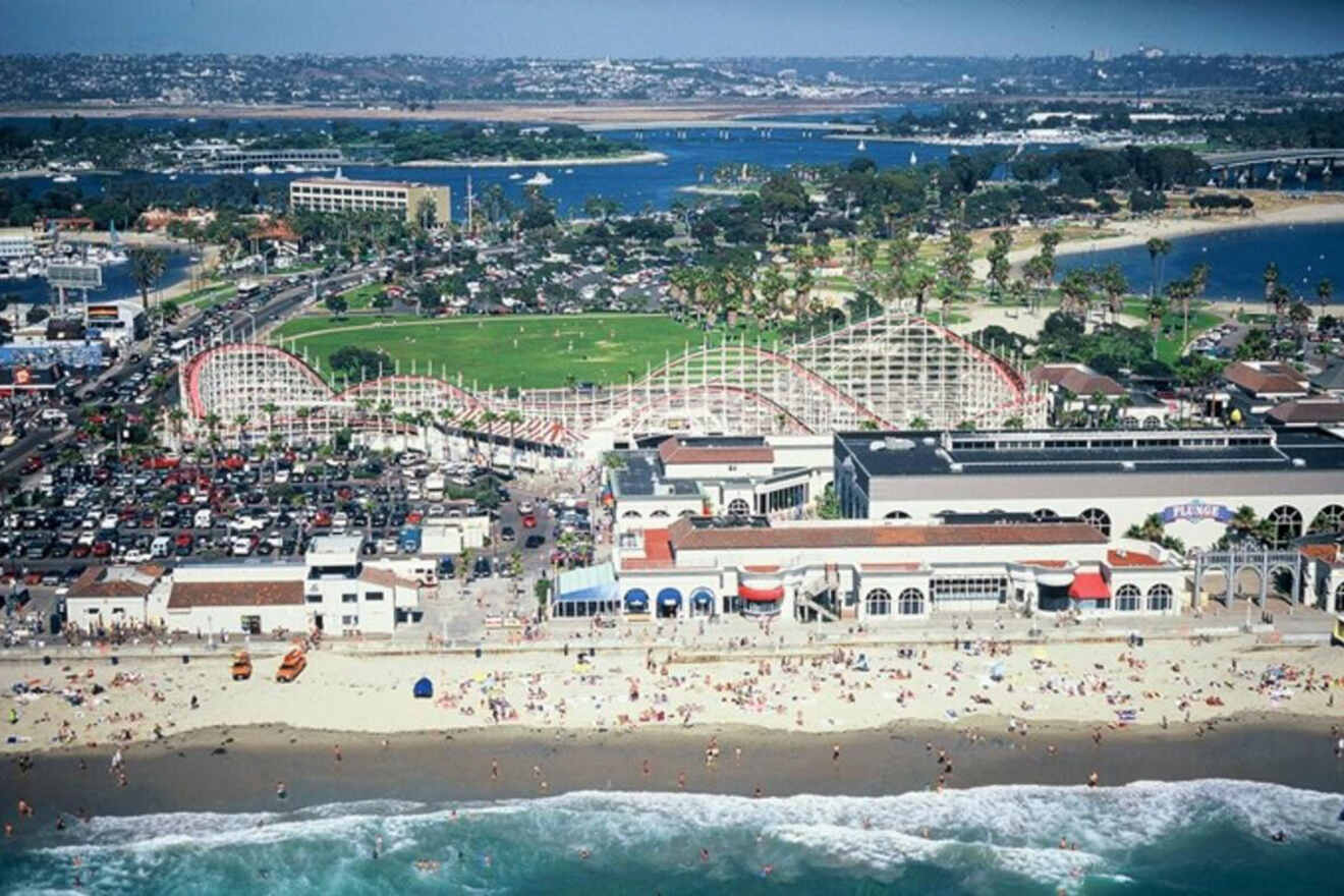 Aerial view of a beach in California