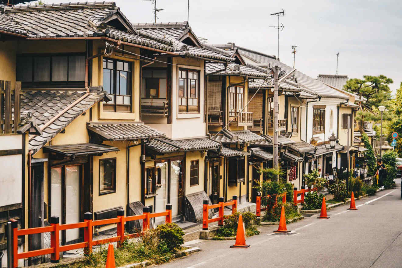 a row of houses in Japanese style