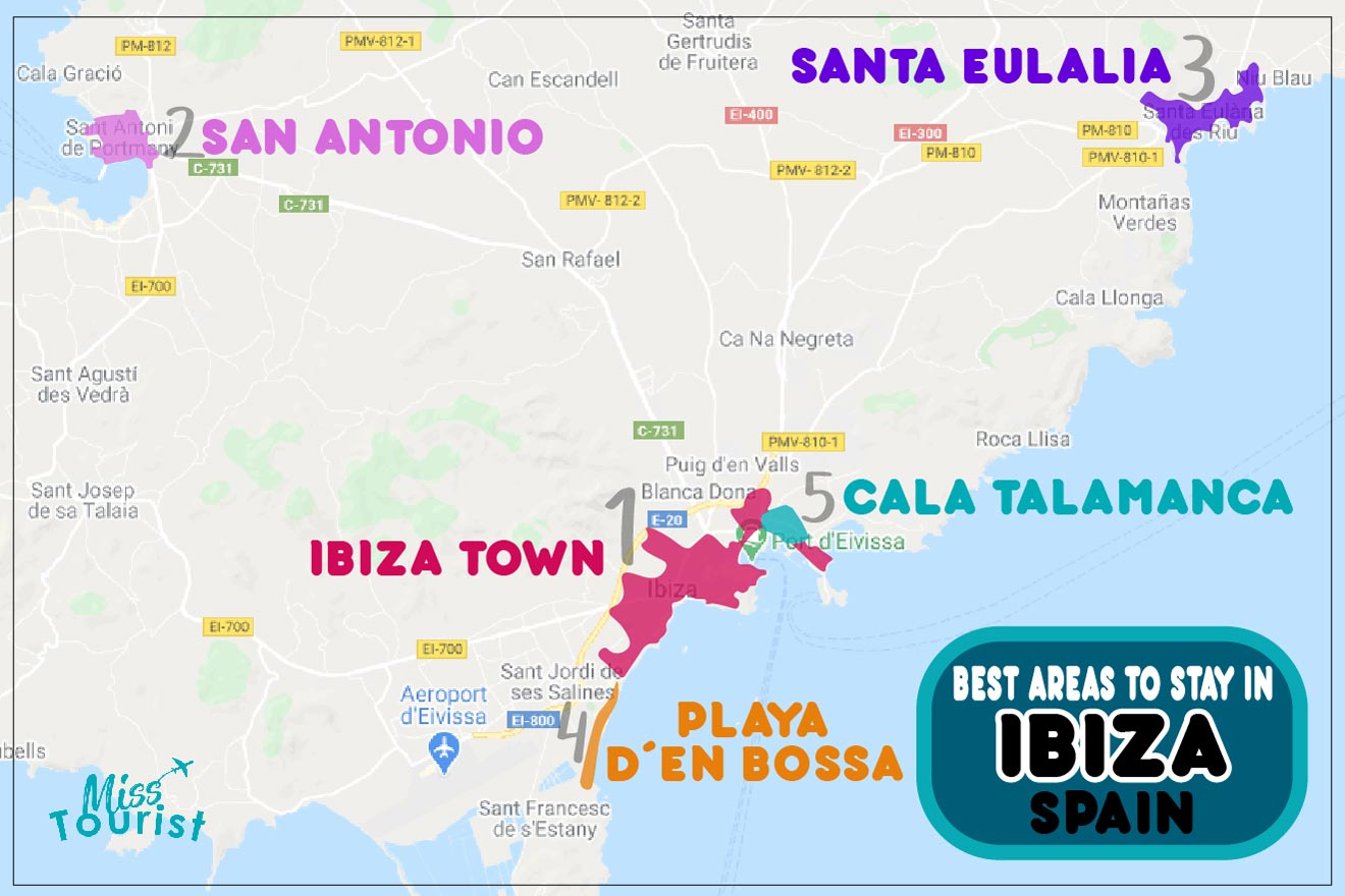 Ibiza MAP of the best areas to stay 1 1