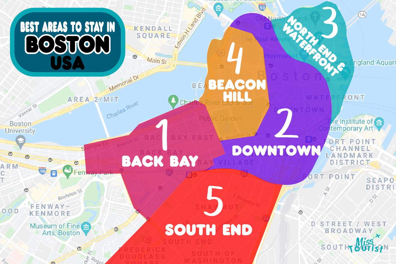 Best places to stay in BOSTON Massachusetts USA MAP