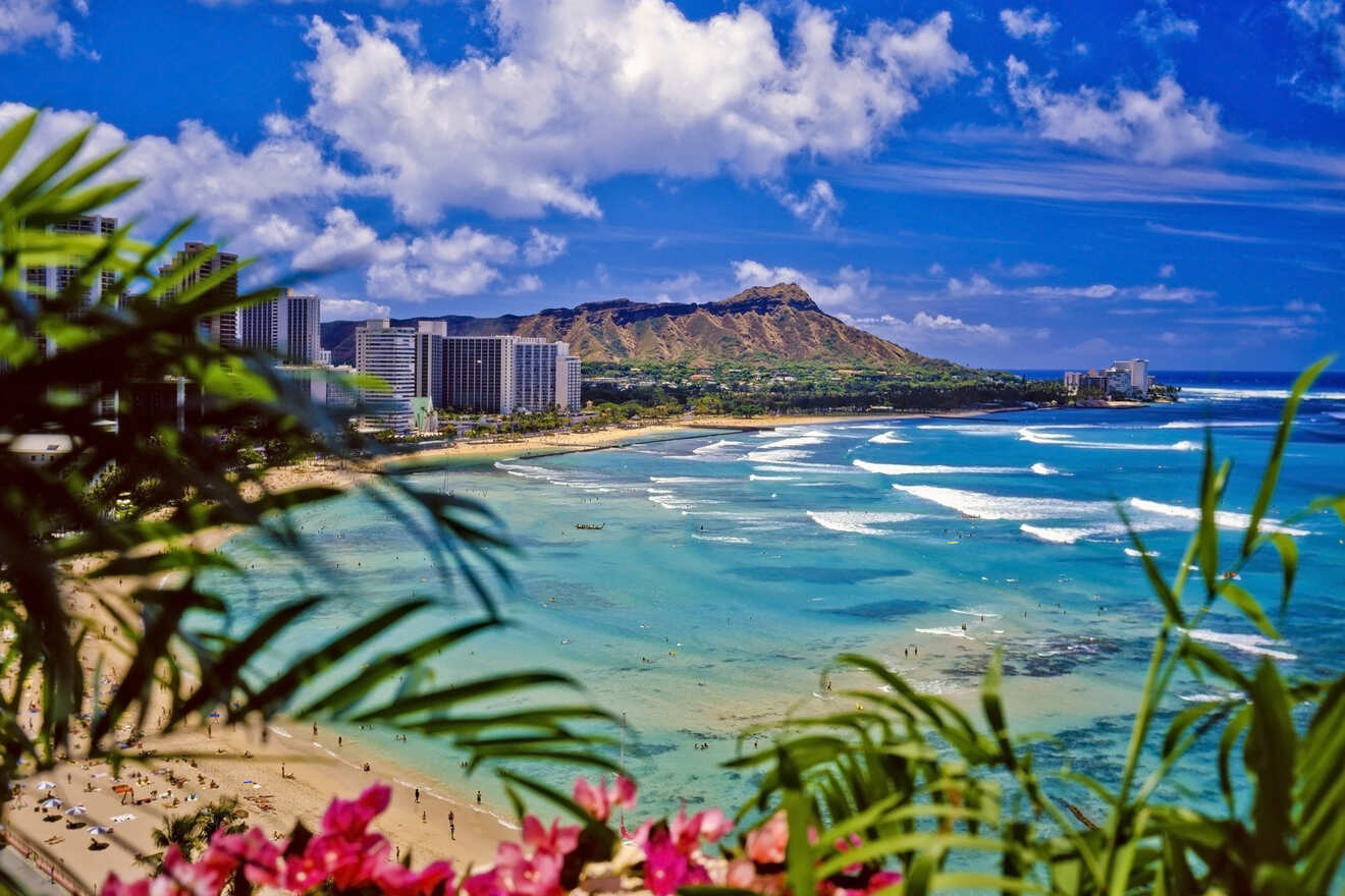 distant view of the ocean and mountains