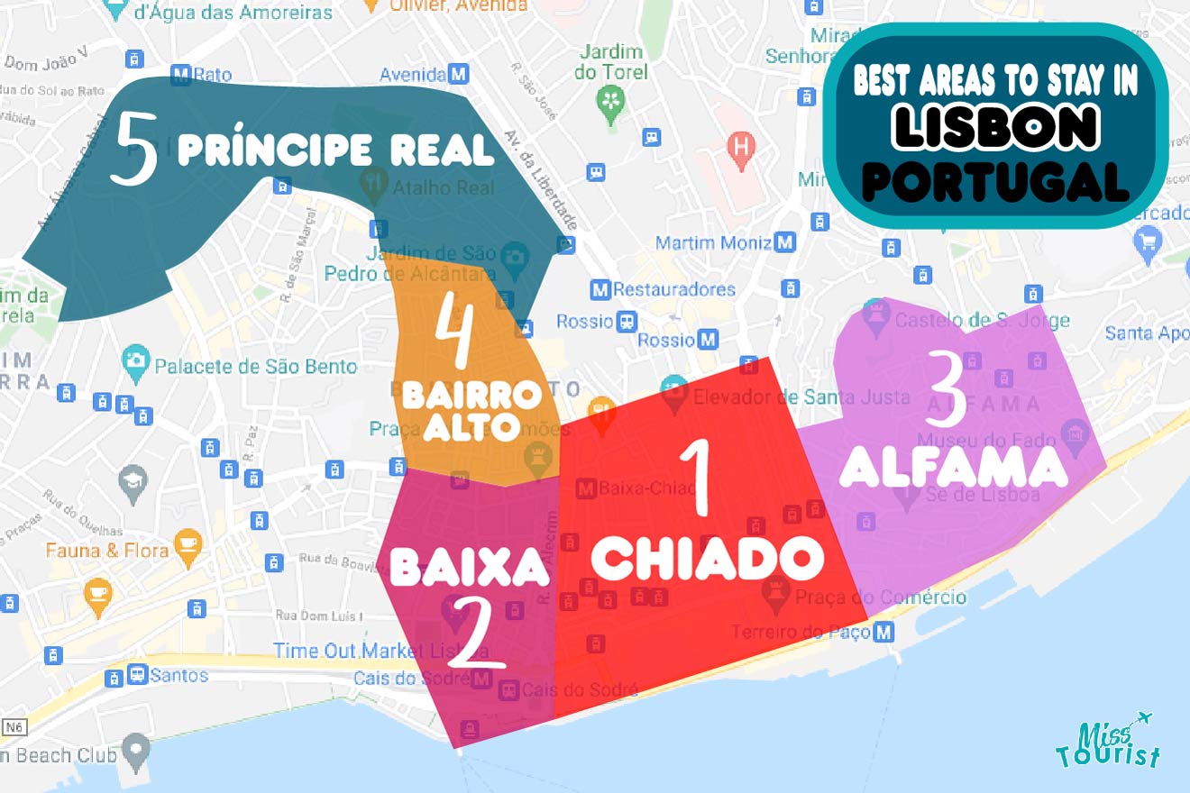 Unde S Sta I N Lisabona Cele Mai Bune Zone Pentru Interesele Dvs   20 Incredible Neighborhoods Where To Stay In Lisbon Map 