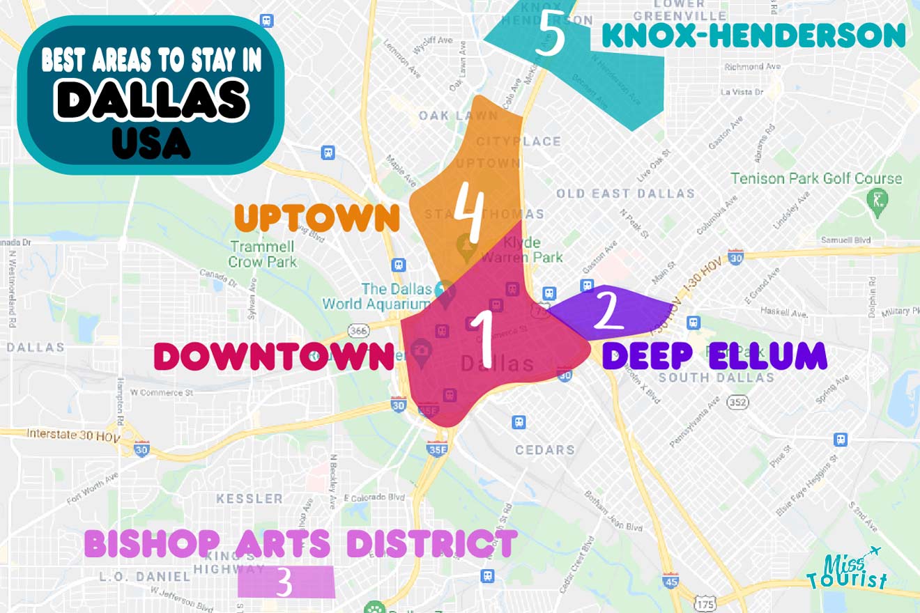 Best neighborhoods in Dallas Texas USA MAP