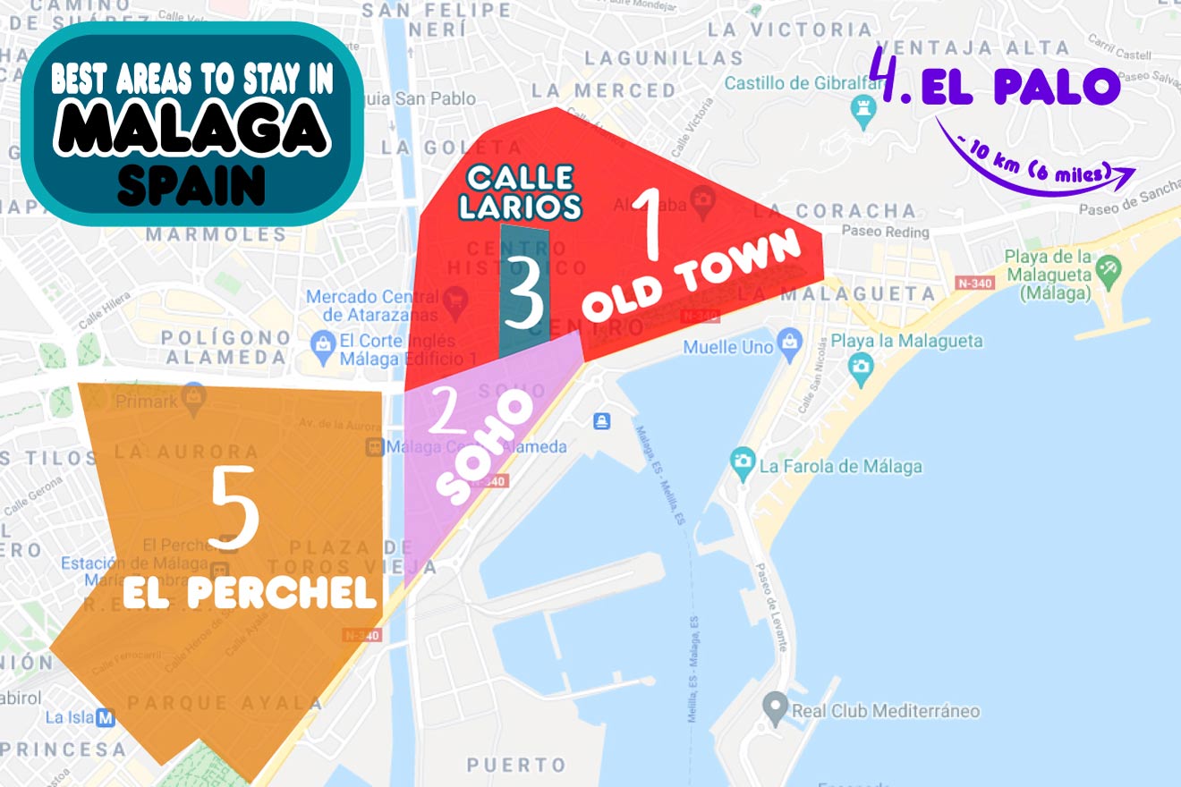 Where To Stay In Malaga MAP 