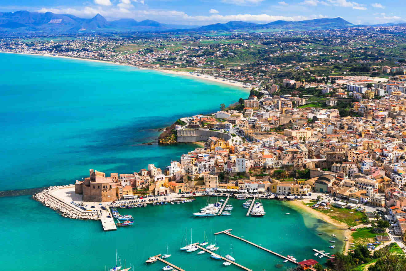 An aerial view of the city of sardinia, sicily.