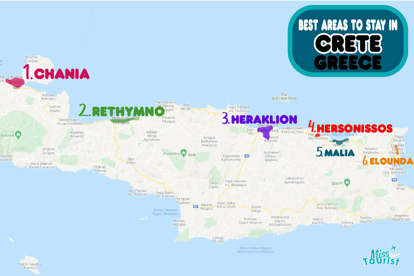 Best areas to stay in Crete MAP