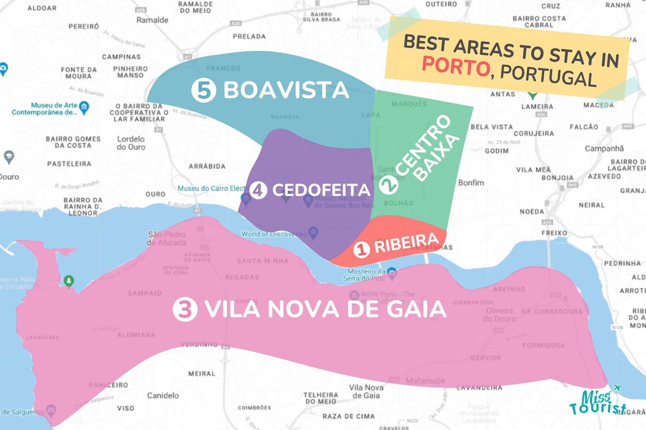 Map of best places to stay Porto new style