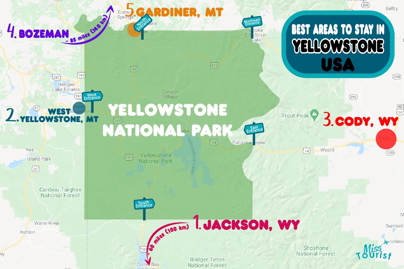 Yellowstone MAP best places to stay