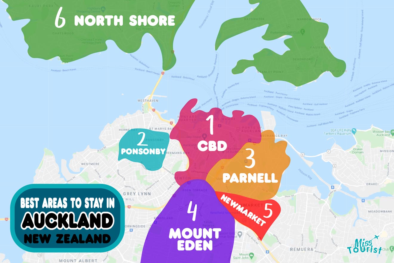 Map of the Best neighborhoods in Auckland