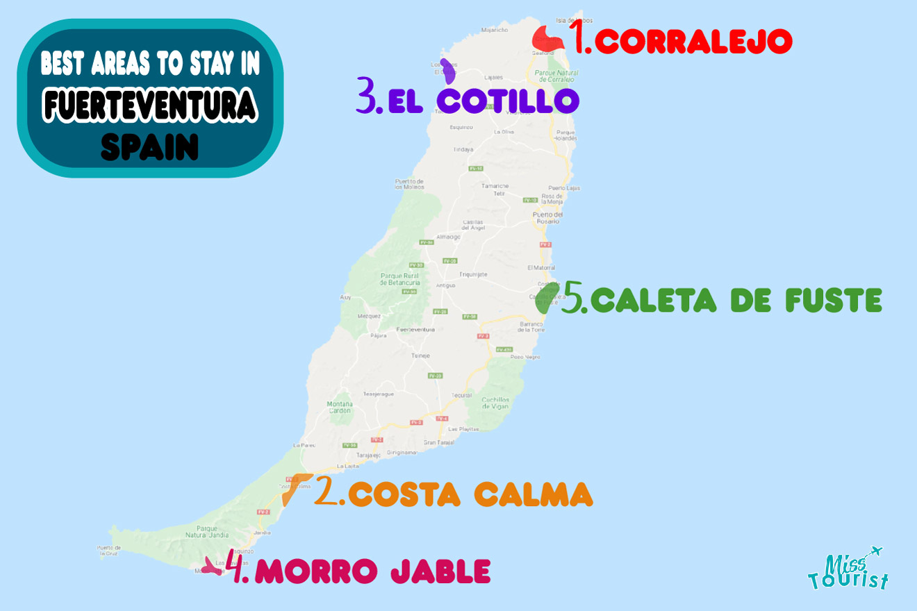 Map of the Best neighborhoods in Fuerteventura