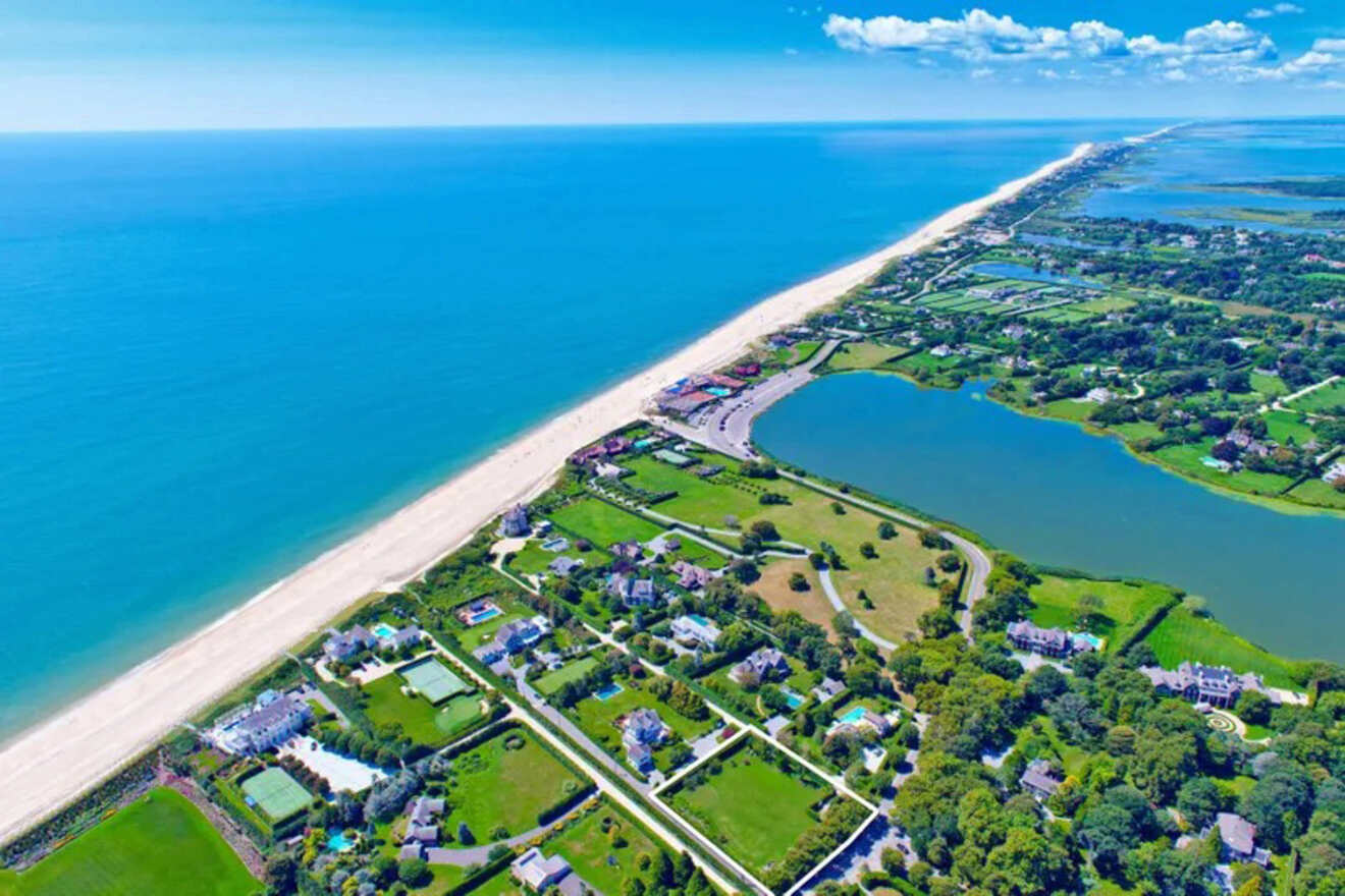 aerial view over Long Island 