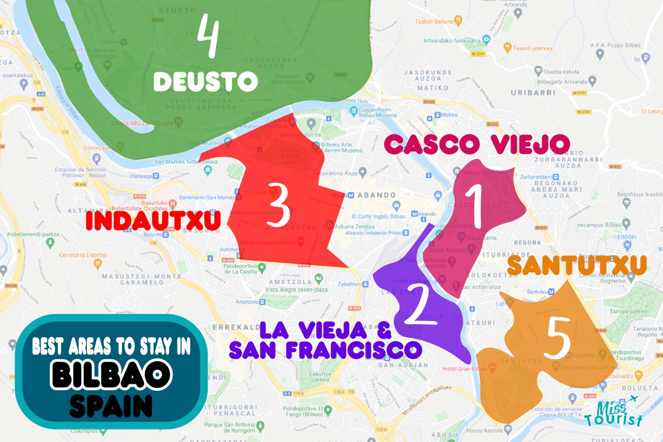 Map of best areas in Bilbao