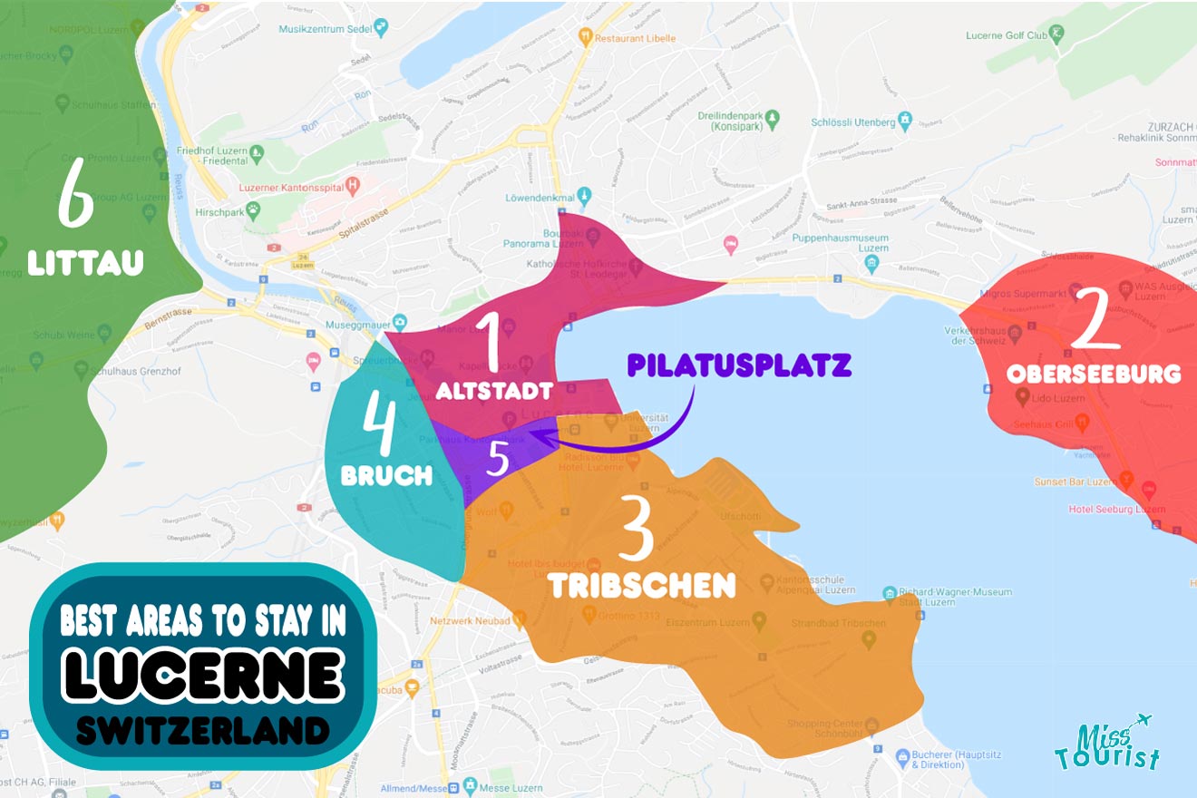 Map of best places to stay Lucerne