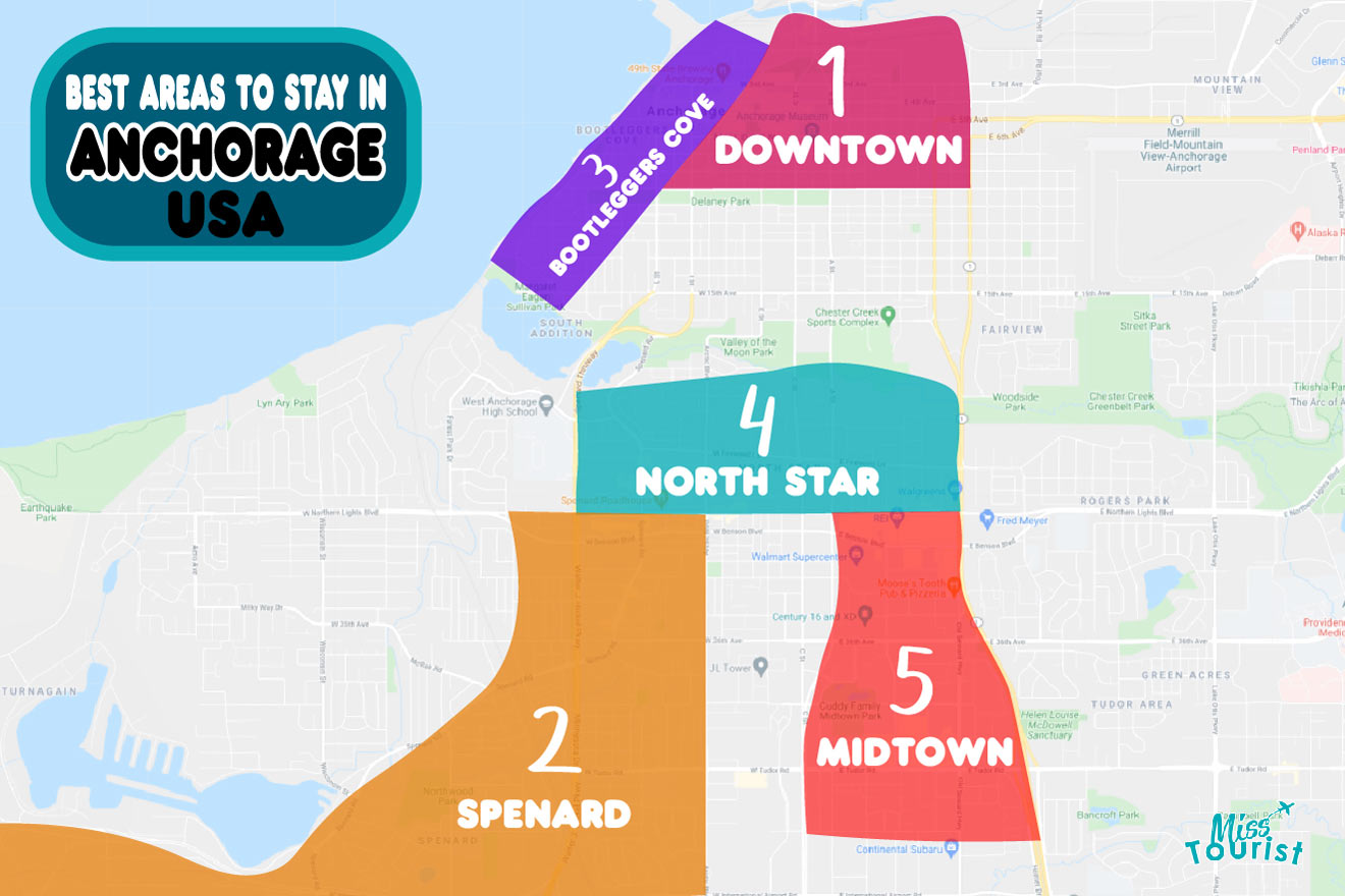 Map of best places to stay in Anchorage