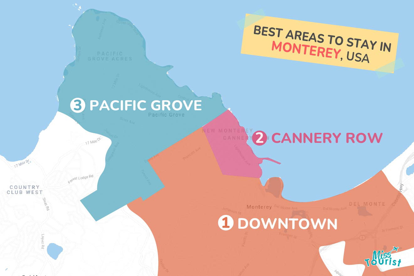Map of best places to stay in Monterey
