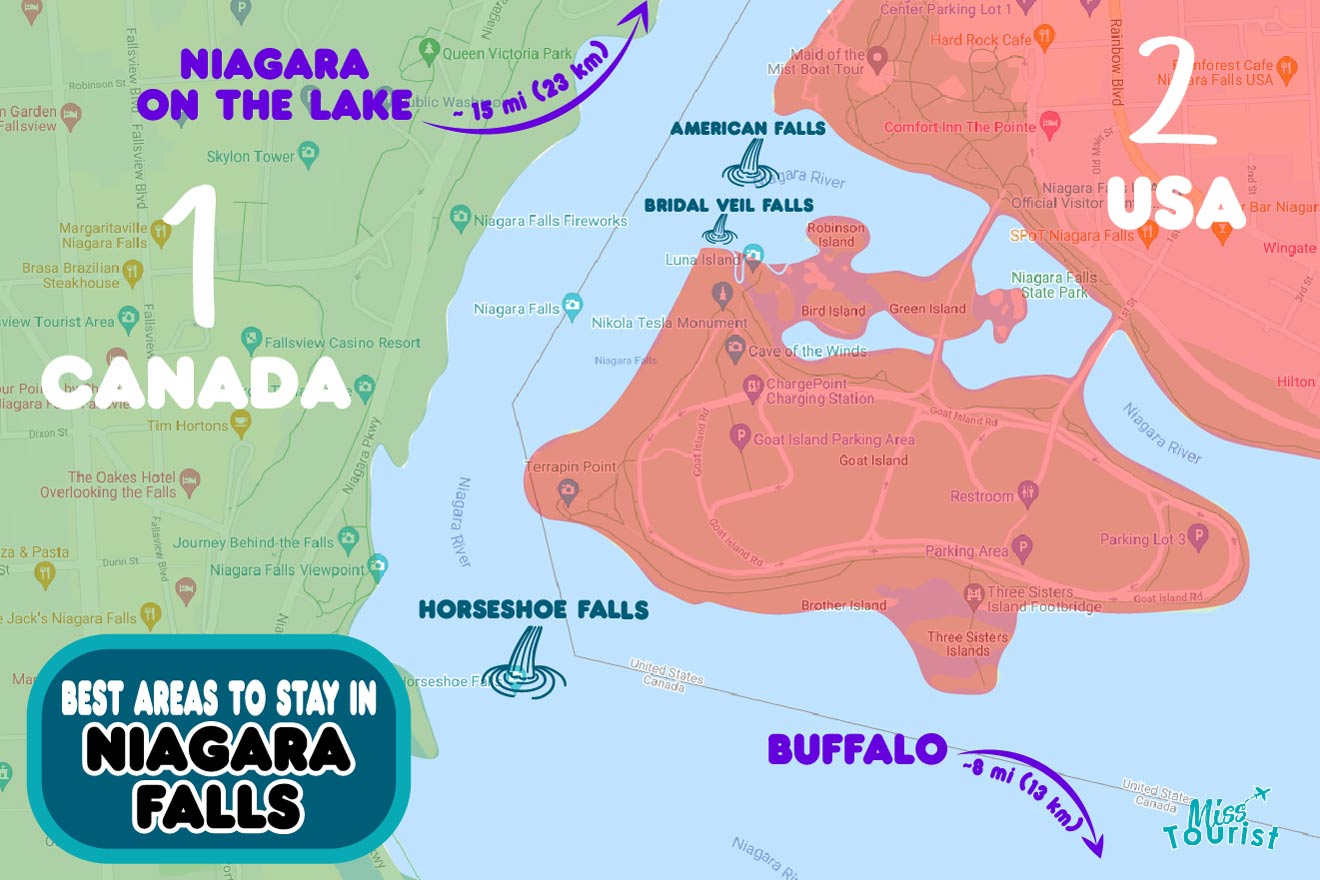 Map of best places to stay near Niagara Falls