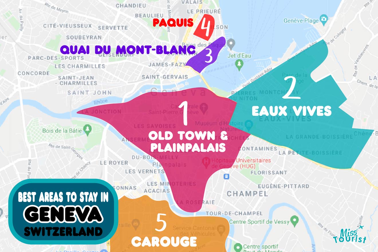 Map of best places to stay Geneva