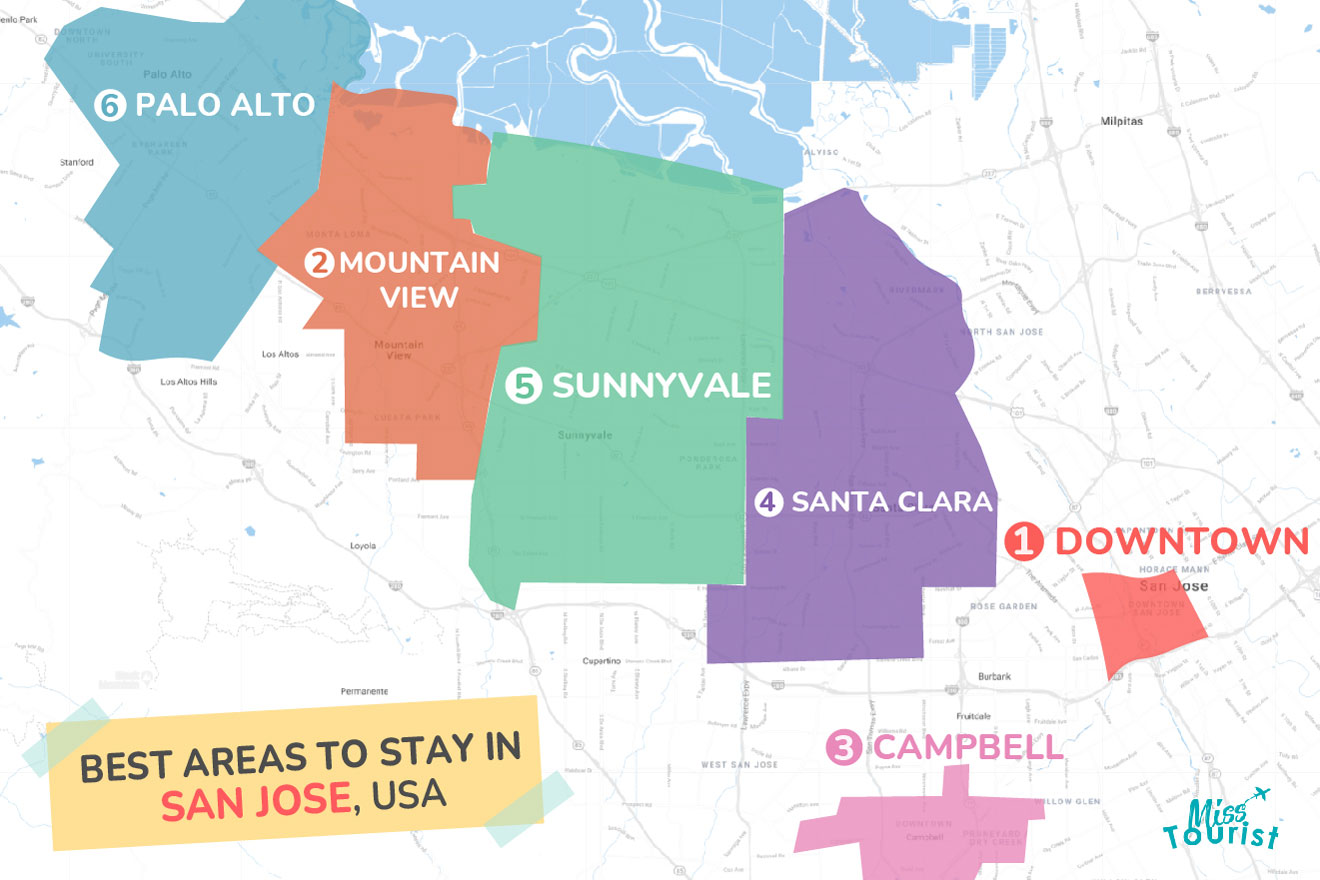 Map of best places to stay in San Jose