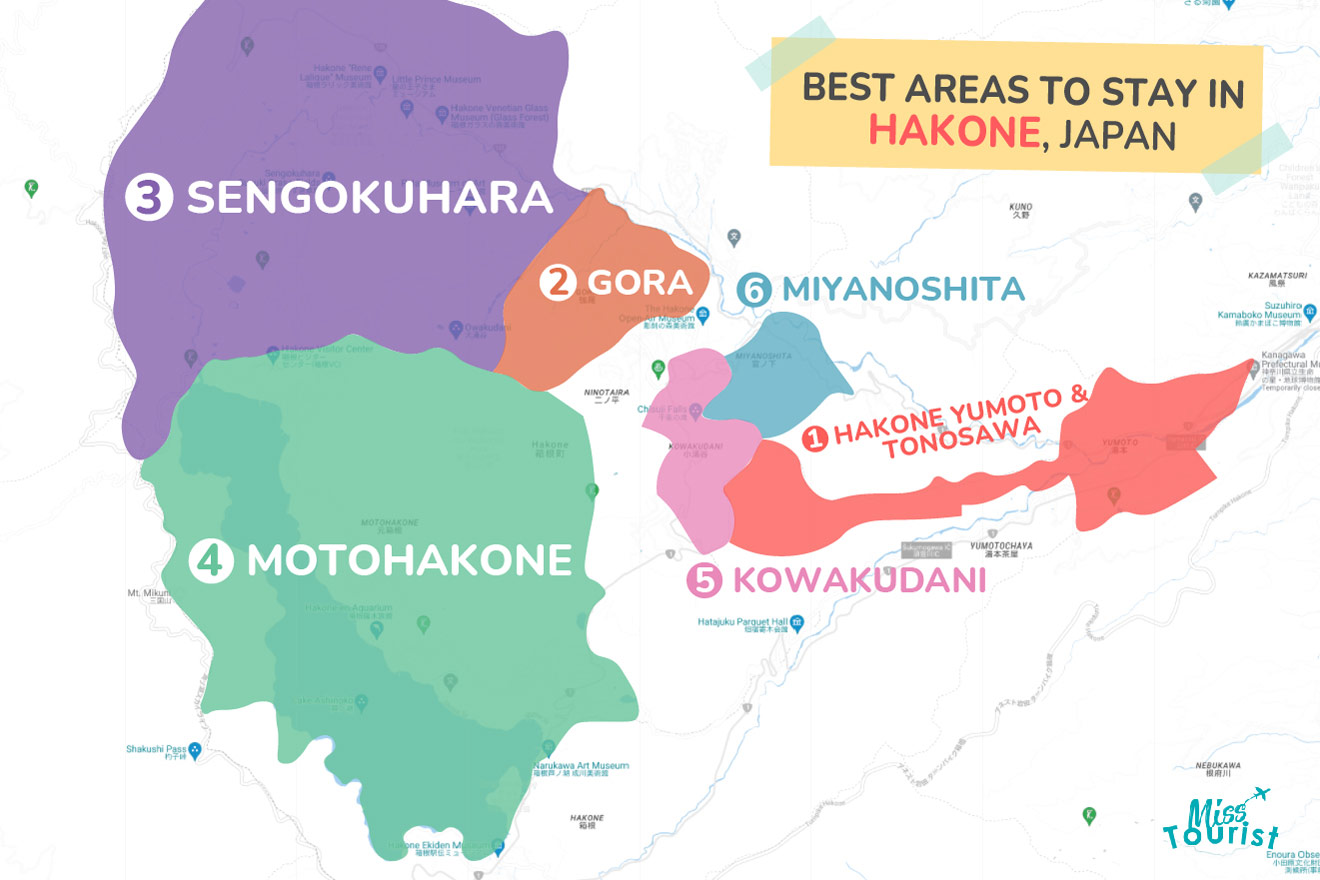 Map of best places to stay HAKONE
