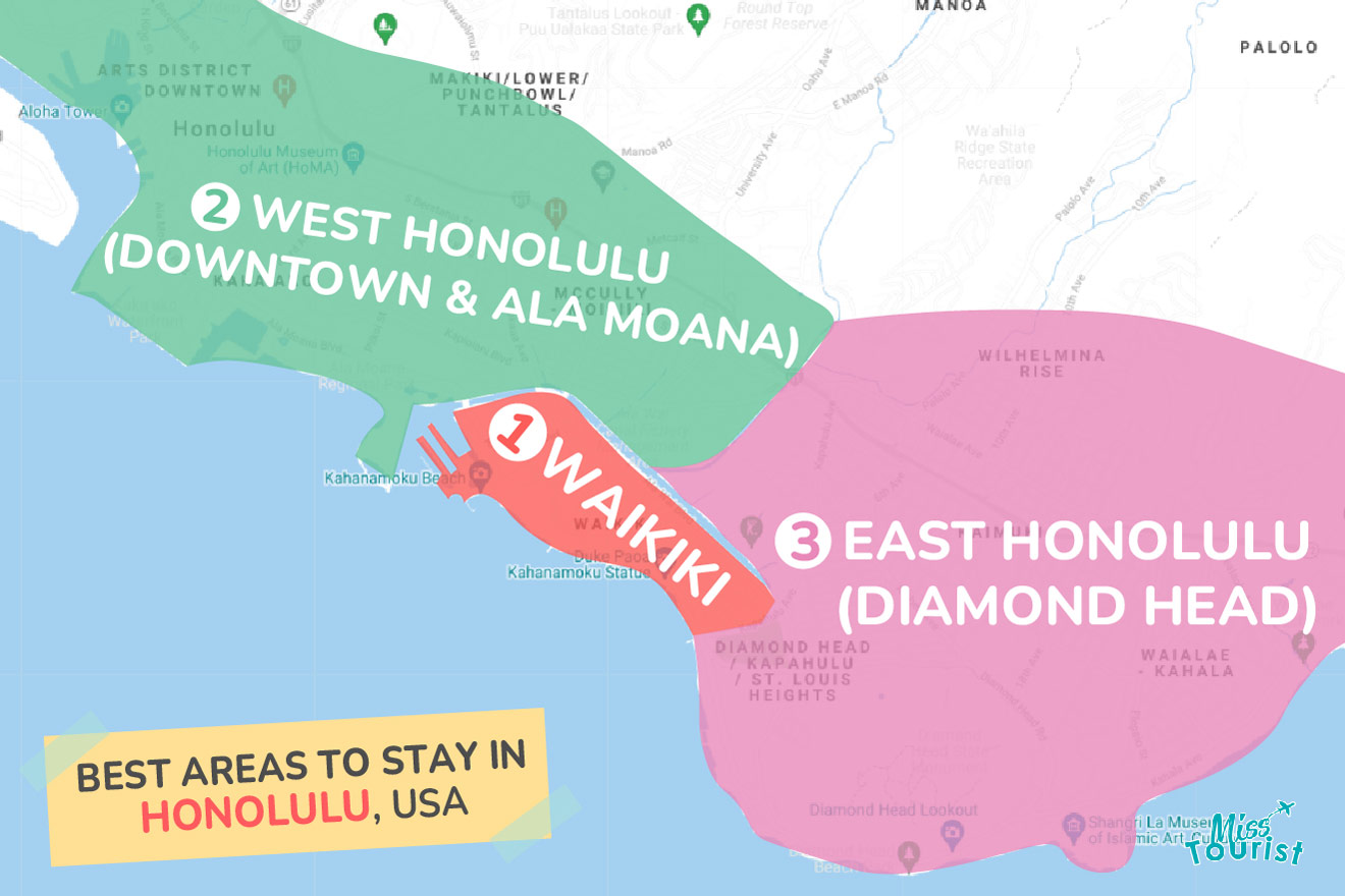 Map of best places to stay Honolulu