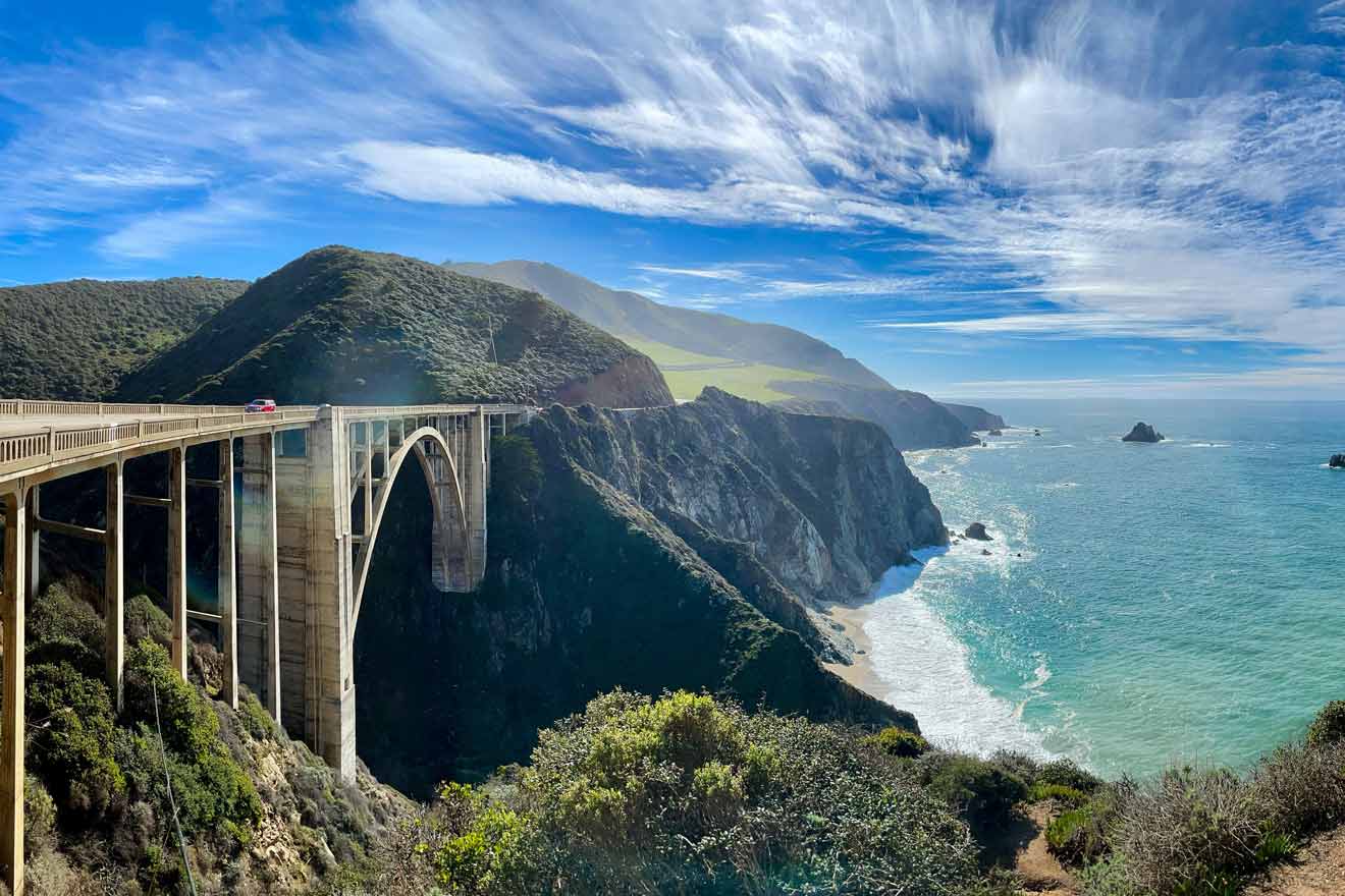 Aerial view of a bridge in Big Sur