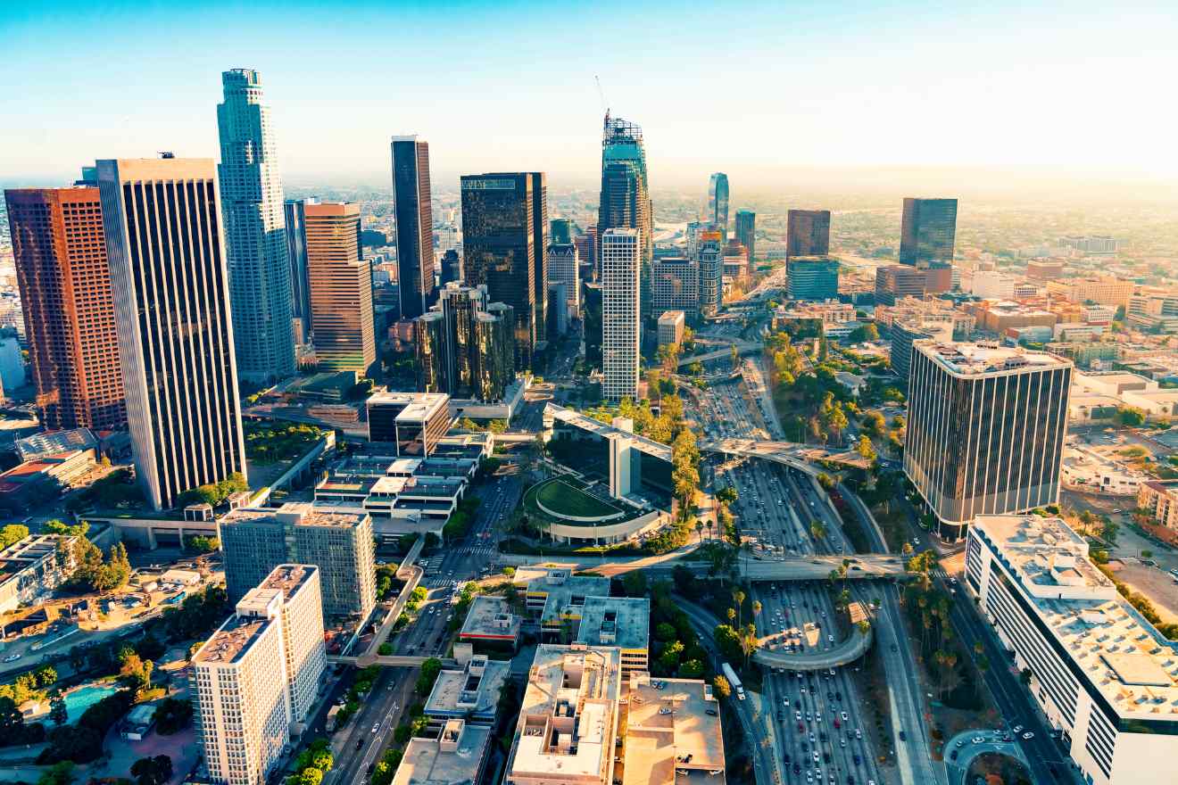 aerial view over Los Angeles 