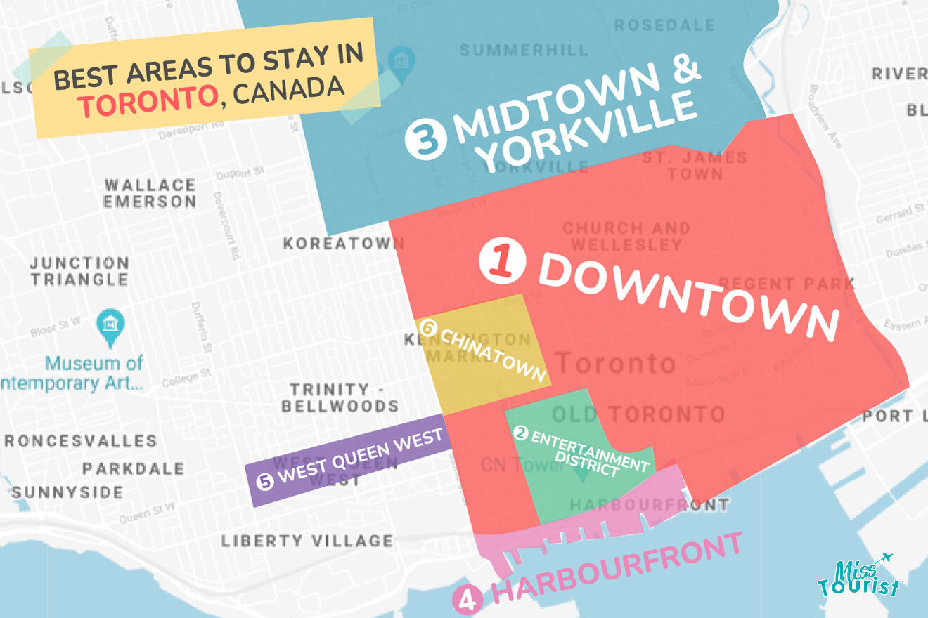 Map of best places to stay Toronto